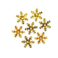 Пайетки Снежинки Золото голограмма 13 мм 10 гр