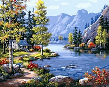 Картина по номерам Домик у озера