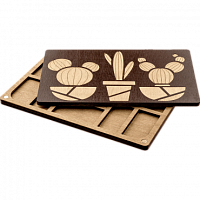 Органайзер для бисера с деревянной крышкой Кактусы на темном 12 х 19,5 см