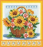 Набор для вышивания крестиком Корзина с цветами 21,5 х 23 см  