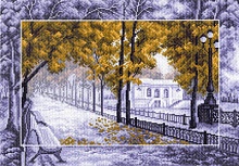 Канва с рисунком для вышивки нитками Осень в парке 