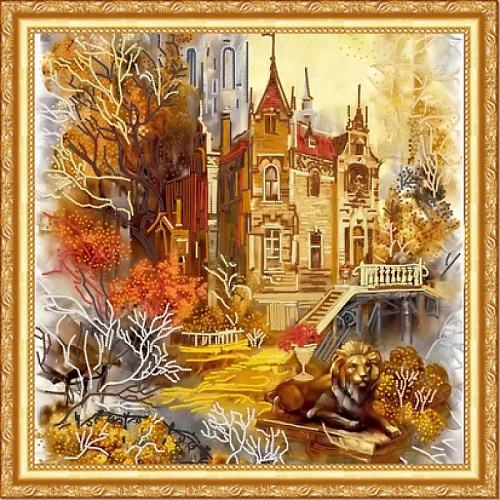 Ткань с рисунком для вышивания бисером Старый замок 