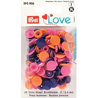 Кнопки пластиковые "Color Snaps" оранж/розовые/фиолетовые 12,4 мм 30 шт. PRYM
