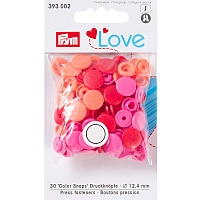 Кнопки пластиковые "Color Snaps" красные/розовые/оранжевые 12,4 мм 30 шт. PRYM
