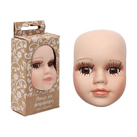 Фарфоровая заготовка с карими глазами Лицо для куклы 5 х 6,5 х 2,4 см