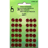 Кнопки одежные латунь Красные 9 мм 36 шт PONY