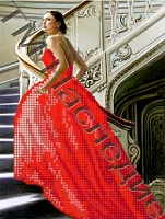 Алмазная мозаика Девушка в красном платье