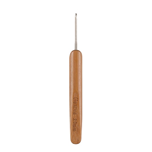 Крючок GAMMA  для вязания с бамбуковой ручкой сталь d 2,0 мм