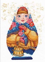 Набор для вышивания крестиком Матрешки. Зимняя краса 19 х 26 см 39 цветов