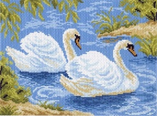 Канва с рисунком для вышивки нитками Тундровые лебеди 