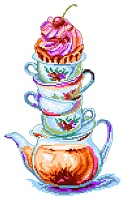 Канва с рисунком для вышивки нитками Время чая 