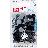 Кнопки пластиковые "Color Snaps" серые/темн.серые/черные 12,4 мм 30 шт. PRYM