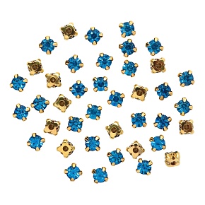 Стразы в цапах золото хрустальные Синий 6 мм 40 шт Астра