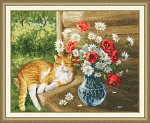 Набор для вышивания Дачная жизнь кота Василия 23,8 х 30,1 см