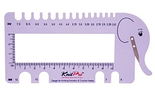 10995 Линейка KnitPro Слон для измерения размера спиц и плотности вязания с резаком для нити 