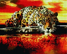 Алмазная мозаика Леопард у воды