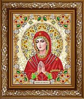 Ткань с рисунком для вышивания бисером Богородица Умягчение злых сердец в жемчуге и кристаллах 