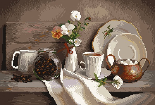 Канва с рисунком для вышивки нитками Кофейный аромат