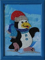 Ткань для вышивания бисером Пингвин 17 х 12 см