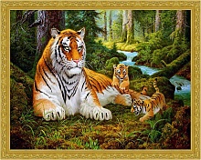 Алмазная мозаика Тигриная семья