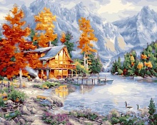 Картина по номерам Осенний домик в горах