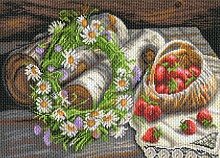 Канва с рисунком для вышивки нитками Русская деревня 															