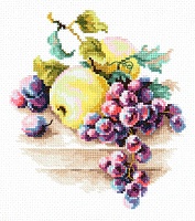 Набор для вышивания крестиком Виноград и яблоки 16 х 18 см 28 цветов