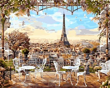 Картина по номерам Кафе с видом на Эйфелеву башню