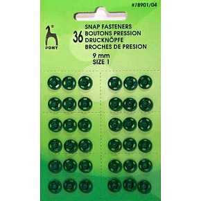 Кнопки одежные латунь Зеленые 9 мм 36 шт PONY