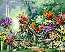 Картина по номерам Велосипед в саду