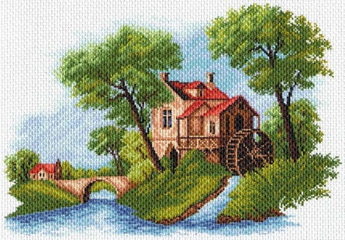 Канва с рисунком для вышивки нитками Голландский пейзаж