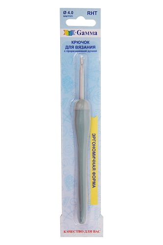Крючок GAMMA  для вязания с прорезин. ручкой алюминий  d 4,0 мм