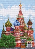 Канва с рисунком для вышивки нитками Храм Василия Блаженного 