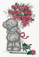 Набор для вышивания крестиком Tatty Teddy с букетом роз 16 х 23 см 12 цветов