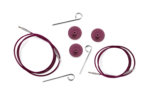 Тросик KnitPro ( заглушки 2шт + кабельный ключик) для съемных спиц длина 56 см