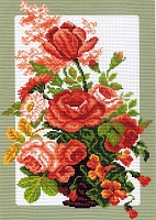 Канва с рисунком для вышивки нитками Букет роз