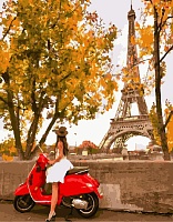 Картина по номерам Парижанка на мотоцикле